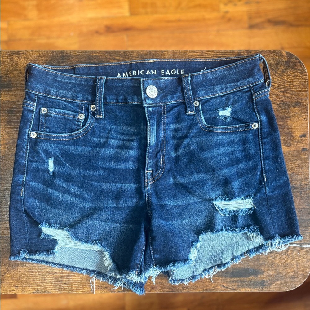 American Eagle Outfitters Blue Jean Shorts Distressed Cut-Off